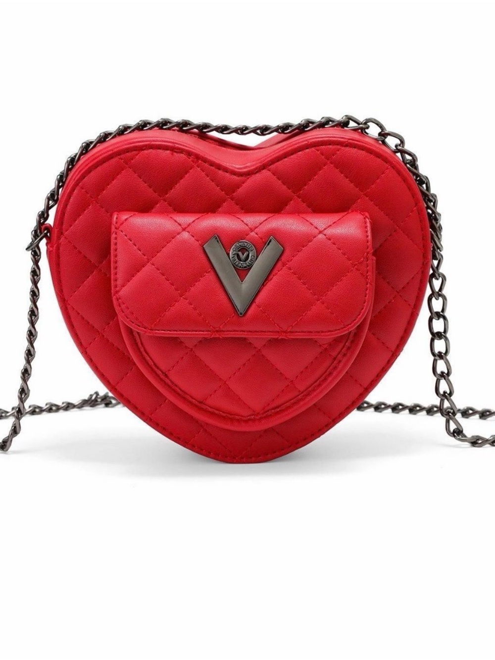 Valentino Orlandi Quilted Heart Crossbody in Red